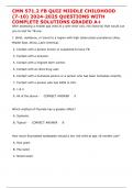 CMN 571.2 FB QUIZ MIDDLE CHILDHOOD (7-10) 2024-2025 QUESTIONS WITH COMPLETE SOLUTIONS GRADED A+