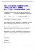  CPT (CERTIFIED PHLEBOTOMY TECH) NATIONAL EXAM QUESTIONS |GUARANTEED PASS