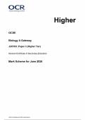 OCR GCSE Biology A Gateway J247/03: Paper 3 (Higher Tier) General Certificate of Secondary Education Mark Scheme for June 2024