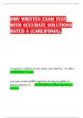 DMV WRITTEN EXAM TEST WITH ACCURATE SOLUTIONS RATED A (CARLIFONIA)