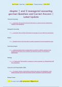 chapter 1 and 2 managerial accounting  garrison Questions and Correct Answers |  Latest Update