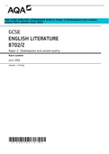 AQA GCSE ENGLISH LITERATURE 8702/2 Paper 2 Shakespeare and unseen poetry Mark scheme June 2021