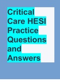 Critical Care HESI Practice Questions and Answers