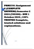 PRM3701 Assignment 6 (COMPLETE ANSWERS) Semester 2 2024 (705306) - DUE 1 October 2024 ; 100% TRUSTED Complete, trusted solutions and explanations. 