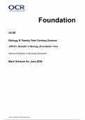 OCR GCSE Biology B Twenty First Century Science J257/01: Breadth in Biology (Foundation Tier) General Certificate of Secondary Education Mark Scheme for June 2024