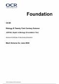 OCR GCSE Biology B Twenty First Century Science J257/02: Depth in Biology (Foundation Tier) General Certificate of Secondary Education Mark Scheme for June 2024