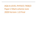 AQA A-LEVEL PHYSICS 7408/1/2 Paper 1&2 Mark scheme June 2020