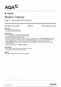 AQA A LEVEL MODERN HEBREW PAPER 2 QUESTION PAPER 2024 WRITING (7672/2;SET TEXTS AND FILMS).