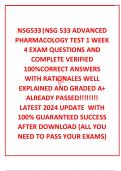  NSG533|NSG 533 ADVANCED PHARMACOLOGY TEST 1 WEEK 4 EXAM QUESTIONS AND COMPLETE VERIFIED 100%CORRECT ANSWERS WITH RATIONALES WELL EXPLAINED AND GRADED A+ ALREADY PASSED!!!!!!!! LATEST 2024 UPDATE  WITH 100% GUARANTEED SUCCESS AFTER DOWNLOAD (ALL YOU NEED 