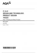 AQA A-level DESIGN AND TECHNOLOGY: PRODUCT DESIGN 7552/2 Paper 2 Designing and Making Principles Mark scheme June 2024