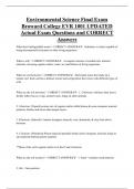 Environmental Science Final Exam  Broward College EVR 1001 UPDATED  Actual Exam Questions and CORRECT  Answers