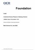 OCR GCSE Combined Science Physics A Gateway Science J250/06: Paper 6 (Foundation Tier) Mark Scheme for June 2024