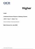 OCR GCSE Combined Science Physics A Gateway Science J250/11: Paper 11 (Higher Tier) General Certificate of Secondary Education Mark Scheme for June 2024