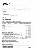 AQA GCSE GEOGRAPHY PAPER 2 QUESTION PAPER 2024 (8035/2 : Challenges in The human Enironment)