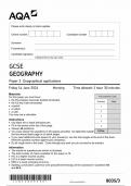 AQA GCSE GEOGRAPHY PAPER 3 QUESTION PAPER 2024 (8035/3 : Geographical Applications)