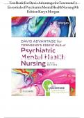 Test Bank - Davis Advantage for Townsend’s Essentials of Psychiatric Mental Health Nursing 9th Edition Karyn Morgan  WITH COMPLETE SOLUTION| GRADED A+.