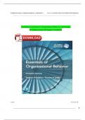 Test Bank For Essentials of Organizational Behavior, 15th Edition By Robbins, Judge All Chapters ISBN:9781292406664 Newest Edition |Complete Guide A+.