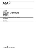 AQA GCSE ENGLISH LITERATURE 8702/2 Paper 2 Shakespeare and unseen poetry Mark scheme June 2021