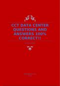 CCT DATA CENTER QUESTIONS AND ANSWERS 100% CORRECT!!