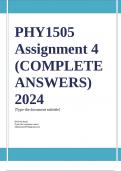 PHY1505 Assignment 4 (COMPLETE ANSWERS) 2024 - DUE September 2024 ; 100% TRUSTED Complete, trusted solutions and explanations. Ensure your success with us.