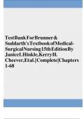 Test Bank for Brunner & Suddarth's Textbook of Medical-Surgical Nursing, 15th Edition (Hinkle, 2024), All Chapters | complete solution | Verified A Grade .