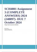 SCH4801 Assignment 3 (COMPLETE ANSWERS) 2024 (248097)- DUE 7 October 2024 ; 100% TRUSTED Complete, trusted solutions and explanations. Ensure your success with us.. 