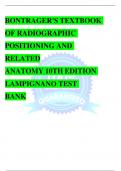 BONTRAGER'S TEXTBOOK OF RADIOGRAPHIC POSITIONING AND RELATED ANATOMY 10TH EDITION LAMPIGNANO TEST BANK