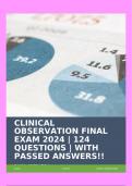 CLINICAL OBSERVATION FINAL EXAM 2024 | 124 QUESTIONS | WITH PASSED ANSWERS!!