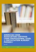 AMERICAN CIDER ASSOCIATION CERTIFIED CIDER PROFESSIONAL LEVEL 1 CERTIFICATION (INFORMATION TO PASS THE ACA CCP LVL 1 TEST BASED ON THEIR OWN STUDY GUIDE) ALREADY PASSED!!