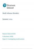 EDEXCEL GCSE Business Studies 1bs0 01 marking scheme may-june 2024