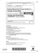 EDEXCEL GCSE Design & Technology 1dt0 1b question paper may-june 2024