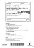 EDEXCEL GCSE Design & Technology 1dt0 1c question paper may-june 2024