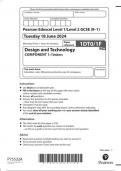 EDEXCEL GCSE Design & Technology 1dt0 1f question paper may-june 2024