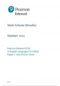 EDEXCEL GCSE English Language  1en2 01 marking scheme may-june 2024