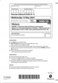 EDEXCEL GCSE History 1hi0 10 question paper may-june 2024