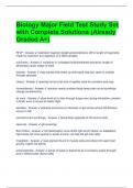 Biology Major Field Test Study Set with Complete Solutions (Already Graded A+)