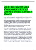 AU 60 Latest 2024 Exam Questions and Correct Answers (All are Correct) A Graded 