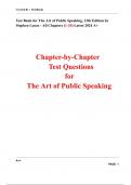 Test Bank for The Art of Public Speaking, 13th Edition by Stephen Lucas - All Chapters (1-20) Latest 2024 A+