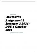 MNM3709 Assignment 3 Semester 2 2024 - DUE 1 October 2024