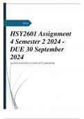 HSY2601 Assignment 4 Semester 2 2024 - DUE 30 September 2024