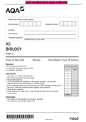 AQA AS BIOLOGY Paper 2 QP 2020