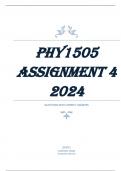 PHY1505 Assignment 4 (COMPLETE ANSWERS) 2024 - DUE September 2024