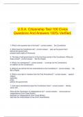 U.S.A. Citizenship Test 100 Civics Questions And Answers 100% Verified.