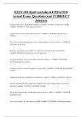 EEST 101 final worksheet UPDATED  Actual Exam Questions and CORRECT  Answers