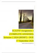 ECS3707 Assignment 3 (COMPLETE ANSWERS) Semester 2 2024 (895997) - DUE 17 September 2024