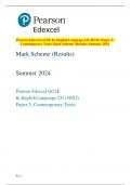 Pearson Edexcel GCSE In English Language 2.0 (1EN2) Paper 2:  Contemporary Texts Mark Scheme (Results) Summer 2024