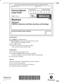 Pearson Edexcel GCE Question Booklet + Mark Scheme (Results) November 2021 In Business (9BS0) Paper 2: Business activities, decisions and strategy