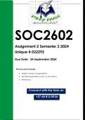 SOC2602 Assignment 2 (QUALITY ANSWERS) Semester 2 2024