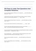  PA Fines & Limits Test Questions And Complete Solutions.