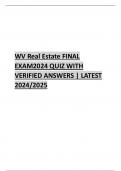 WV Real Estate FINAL EXAM2024 QUIZ WITH VERIFIED ANSWERS | LATEST 2024/2025